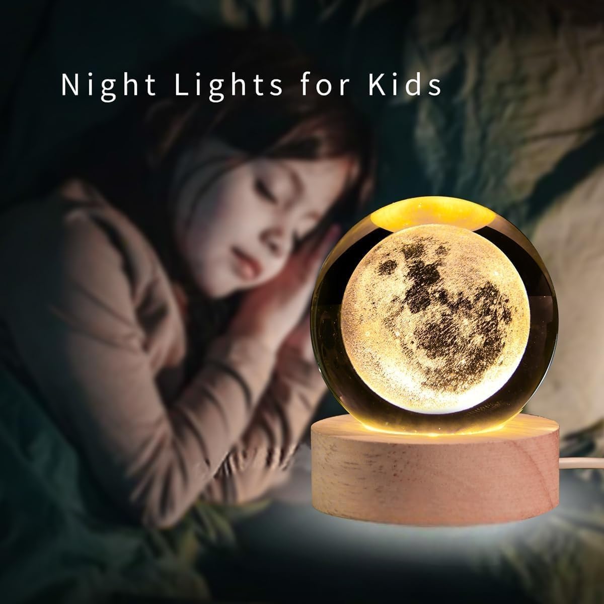 3D Moon Crystal Ball Night Lamp 🌙