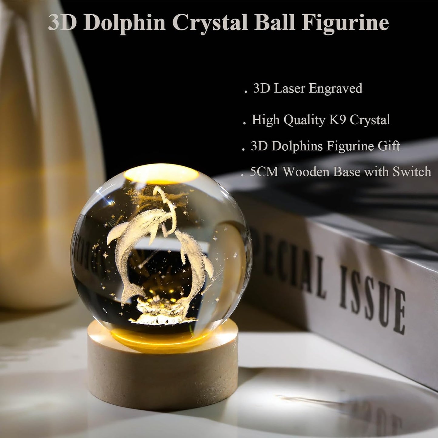 3D Dolphin Crystal Ball Night Lamp 🌙