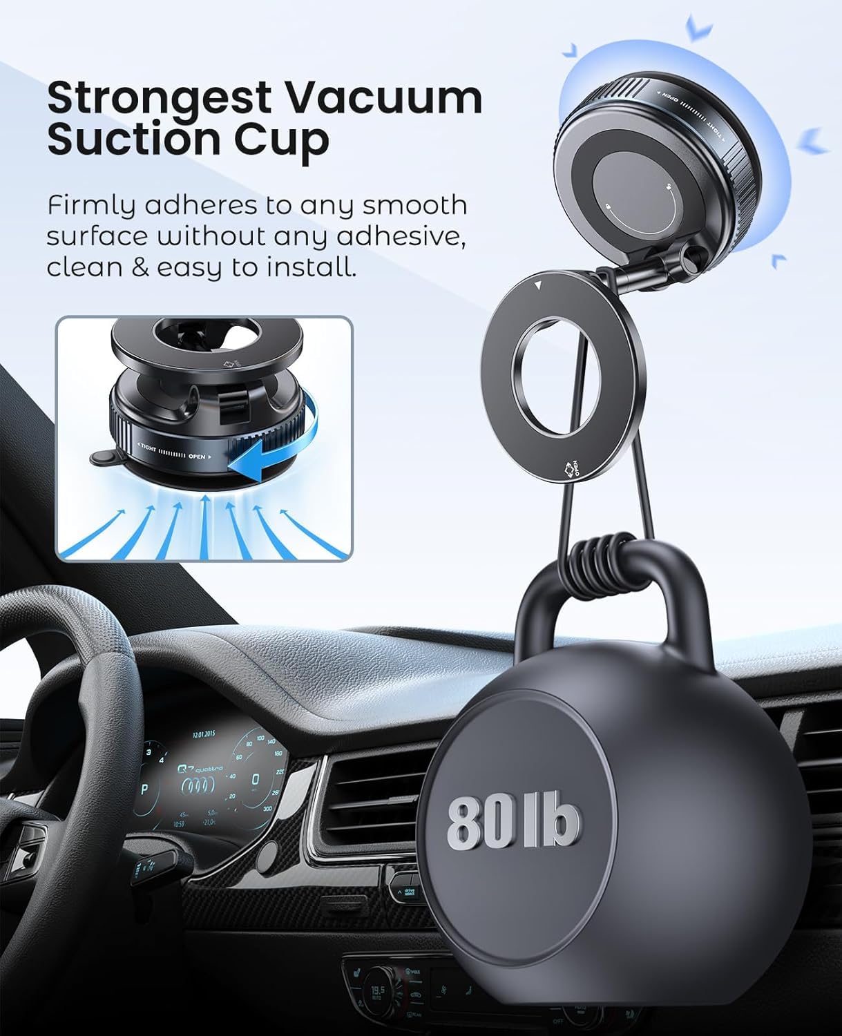 Vacuum Magnetic Car Phone Holder 360°