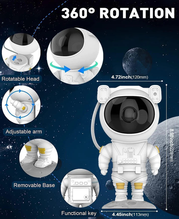 Astronaut Light Projector – 360° Galaxy Star Projector